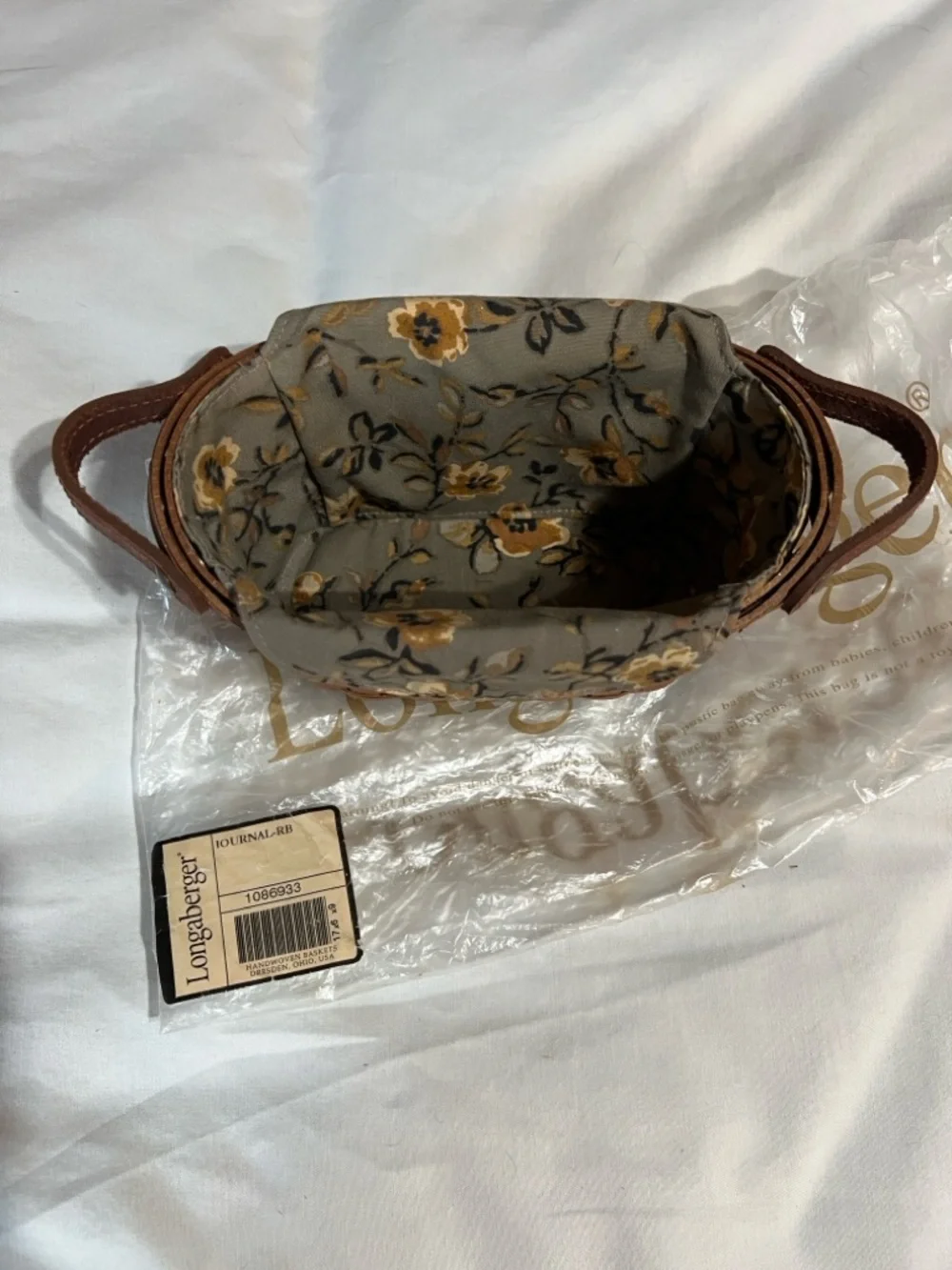 Longaberger 2007 Journal Basket in Rich Brown with Fabric Liner